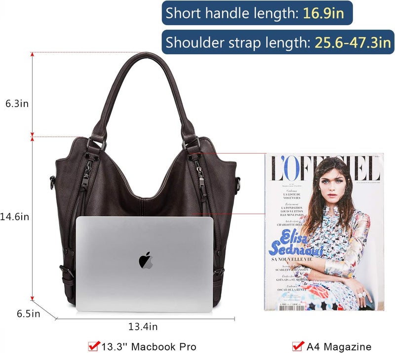 Realer Tote Bag for Women PU Leather Shoulder Bags Fashion Hobo Bags Large Purse and Handbags with Adjustable Shoulder Strap - Image 5